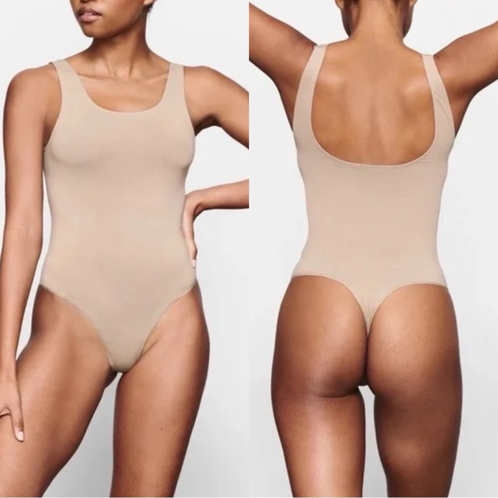SKIMS Soft Smoothing Tank Beige Cream Sleeveless Bodysuit Top